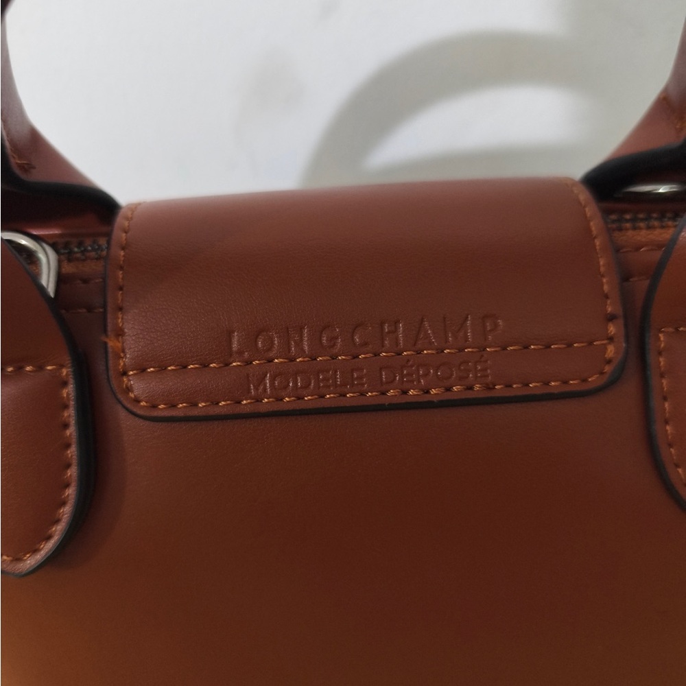 Longchamp Brown Mini Leather Top-Handle Bag with Strap - Picture 7 of 10